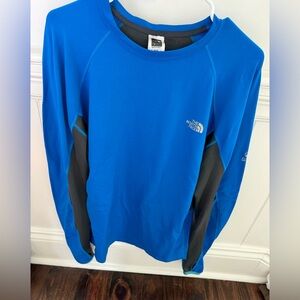 North Face Blue and grey, thumb hole on sleeve